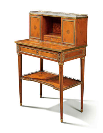 A LOUIS XVI ORMOLU-MOUNTED BOIS CITRONNIER, SATINWOOD, TULIPWOOD AND AMARANTH-INLAID BONHEUR DU JOUR - Foto 1