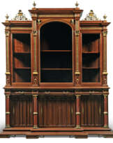 A LARGE FRENCH ORMOLU AND MARBLE-MOUNTED MAHOGANY BOOKCASE