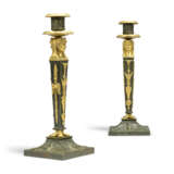 A PAIR OF RUSSIAN EMPIRE ORMOLU-MONTED PATINATED-BRONZE CANDLESTICKS - photo 2