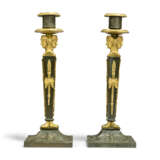 A PAIR OF RUSSIAN EMPIRE ORMOLU-MONTED PATINATED-BRONZE CANDLESTICKS - фото 4