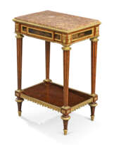 A FRENCH ORMOLU-MOUNTED AMBOYNA AND JAPANESE LACQUER OCCASIONAL TABLE