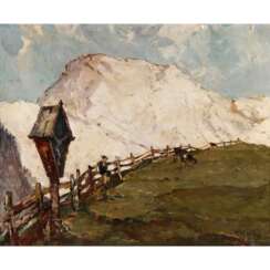 KOLBE, ERNST (Marienwerder 1876-1945 Rathenow), "Hirte mit Ziegen neben einem Opferstock in den Alpen",