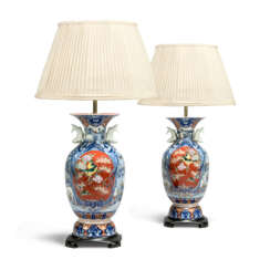 A PAIR OF JAPANESE IMARI PORCELAIN VASES MOUNTED AS LAMPS