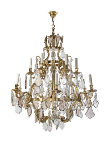A FRENCH BRASS AND CUT AND MOULDED-GLASS TWELVE-LIGHT CHANDELIER - photo 1