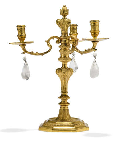 A PAIR OF FRENCH ORMOLU AND ROCK-CRYSTAL THREE-LIGHT CANDELABRA - photo 3