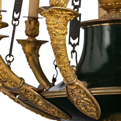 A CHARLES X ORMOLU AND PATINATED-BRONZE TWELVE-BRANCH CHANDELIER - photo 3