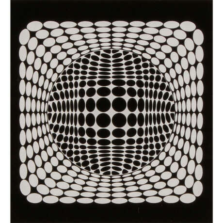 VASARELY, VICTOR (1906-1997), "Perspektivische Komposition in Schwarz und Weiß", - Foto 1