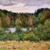 Лесное озеро Сухинин Афанасий Евстафьевич Paper Oil Landscape painting Russia 1998 - photo 1