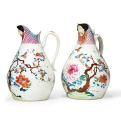 A PAIR OF CHINESE EXPORT PORCELAIN FAMILLE ROSE LARGE JUGS