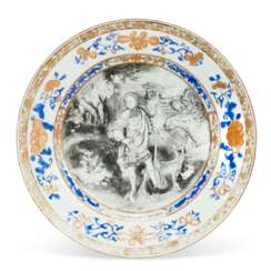 A CHINESE EXPORT PORCELAIN 'BURGHLEY' PLATE