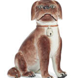 A CHINESE EXPORT PORCELAIN SEPIA PUG DOG - фото 1