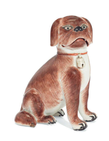 A CHINESE EXPORT PORCELAIN SEPIA PUG DOG - photo 2