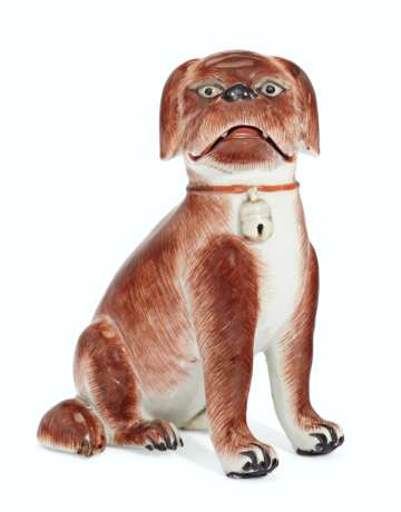 A CHINESE EXPORT PORCELAIN SEPIA PUG DOG - фото 3