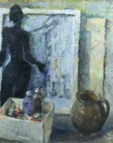 Claus Becker (Düsseldorf 1902 - Hamburg 1983). Im Atelier.