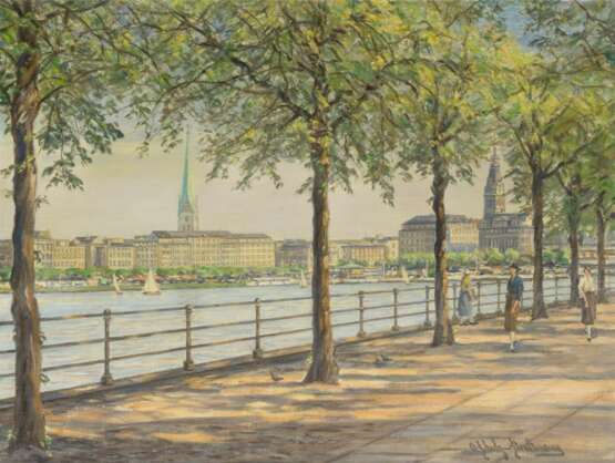 Otto Schulz-Stradtmann (Hamburg 1892 - Hamburg 1960). Blick über die Binnenalster. - photo 1