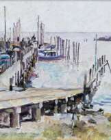 Uwe Bangert (Neumünster 1927 - 2017). Bootshafen von Rantum.