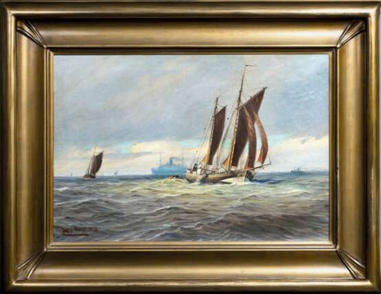 Johannes Holst (Hamburg-Altenwerder 1880 - Hamburg-Altenwerder 1965). Fischerboote und Ozeandampfer. - Foto 2