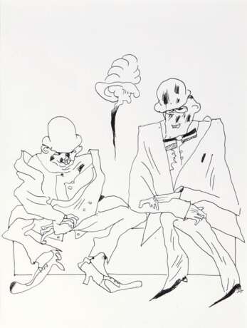 Horst Janssen (Hamburg 1929 - Hamburg 1995). Zwei Clowns. - Foto 1