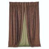 THREE PAIRS OF BROWN AND GOLD FLORAL SILK BROCADE AND EMBROIDERED PLEATED CURTAINS - Foto 1