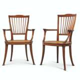 A PAIR OF FRENCH ART NOUVEAU CARVED MAHOGANY OPEN ARMCHAIRS - photo 1
