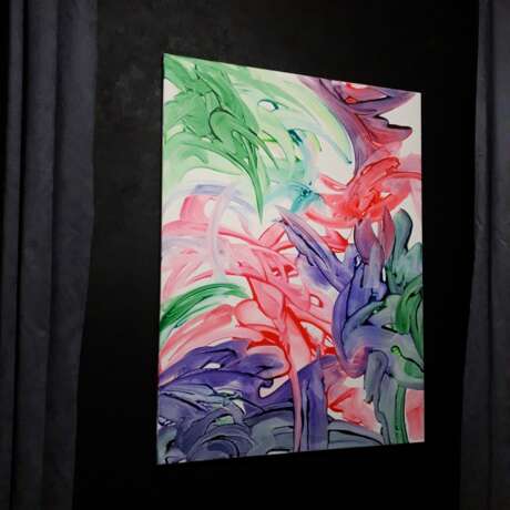 "Розовые фламинго" Canvas on the subframe Liquid acrylic Abstract Expressionism Москва 2021 - photo 2