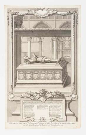 GRAVELOT, Hubert-François (1699 Paris - 1733 Paris). 5 Ansichten mit Grabmonumenten englischer König - Foto 4