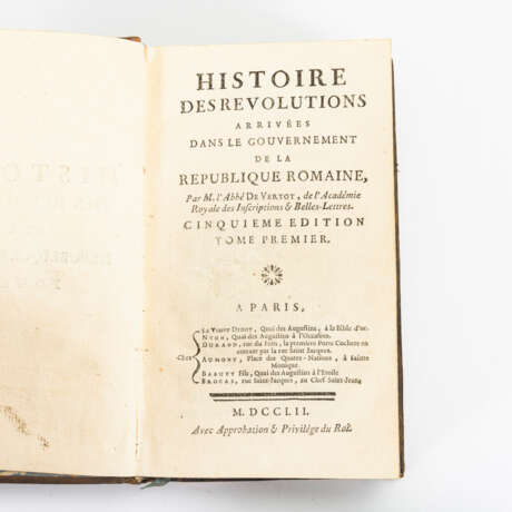 DE VERTOT, Abbe. "Histoire des revolutions" - 3 Bände. - Foto 2