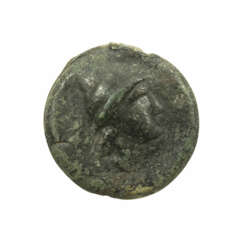 Röm. Republik / Aes grave - Sextans 275-270 n. Chr. / Rom, beidseitig Kopf eines Dioskuren mit Kappe r. und. l., 2 Wertpunkte,