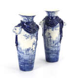 Paar Vasen mit Blaumalerei - photo 4
