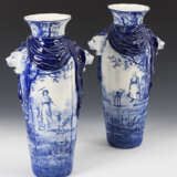 Paar Vasen mit Blaumalerei - photo 3