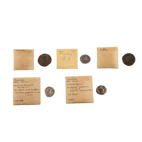 Schönes Antikenkonvolut - dabei z.B. 1 x Röm. Kaiserzeit - 1 Denar 15 n. Chr. Lyon, - Foto 1