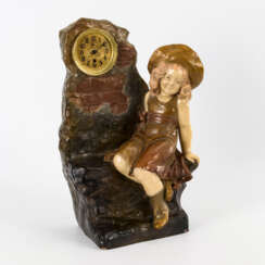 Große Jugendstil-Uhr mit Mädchenfigur