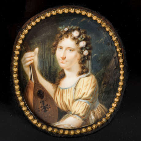 Miniatur: Damenporträt mit Mandoline ("Wilhelmine Concordia Dähne") - Foto 2