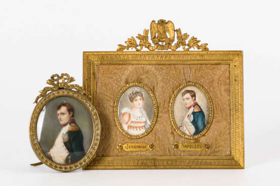 3 Miniaturen in 2 Rahmen: Napoleon und Napoleon mit Josephine - фото 1