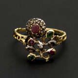 Barocker Ring mit Diamantrosen und verschiedenen Steinen - Foto 1