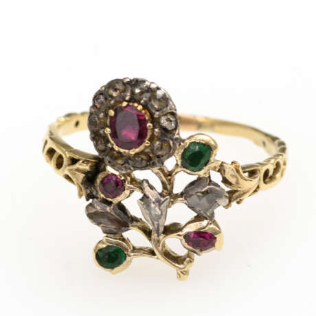 Barocker Ring mit Diamantrosen und verschiedenen Steinen - Foto 2