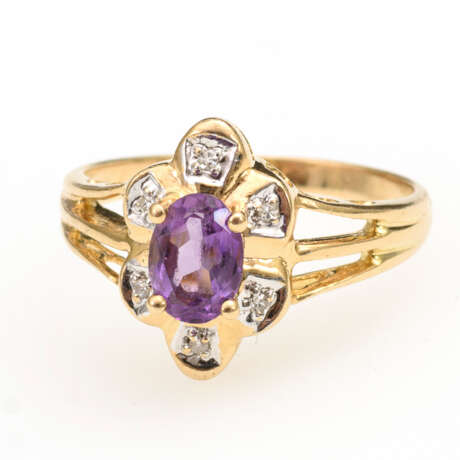 Ring mit Amethyst und Diamanten - фото 2