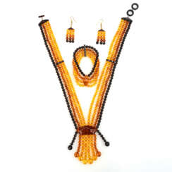 3-teiliges Designer-Schmuckset Bernstein