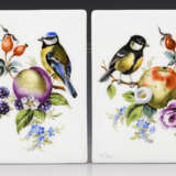 2 Porzellanplatten mit Vogel- und Fruchtmalerei. Tettau. - photo 1