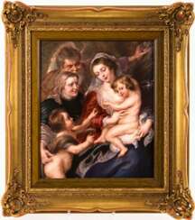 Seltenes Porzellangemälde: Die heilige Familie nach Peter Paul Rubens. KPM Berlin / Fraureuth.