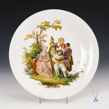 Wandteller mit Watteau-Malerei. Meissen. - Foto 1