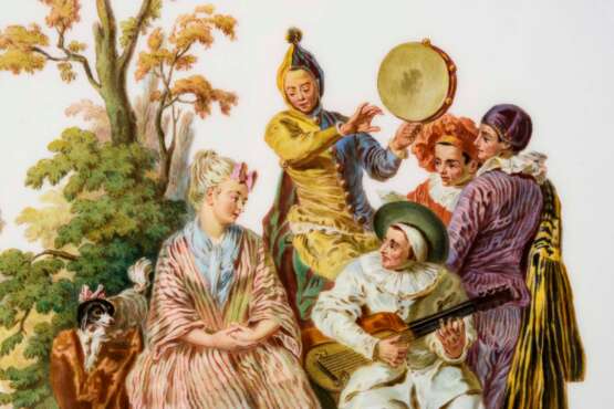 Wandteller mit Watteau-Malerei. Meissen. - photo 2