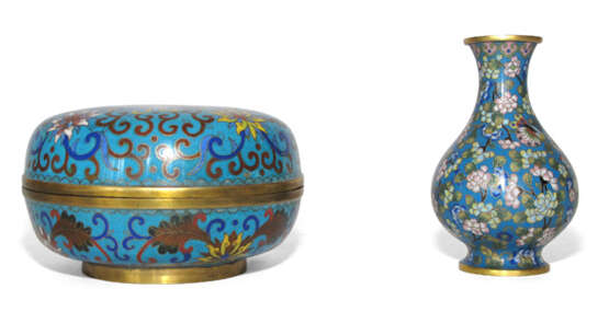 CLOISONNÉ-VASE UND -DECKELDOSE - photo 1