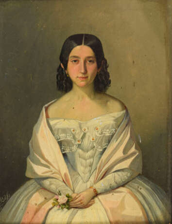BÖSS, Johann (1822 Budapest - 1861 Wien). Bildnis einer jungen Frau. - Foto 1