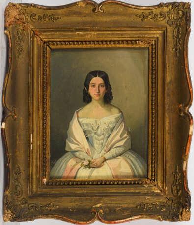 BÖSS, Johann (1822 Budapest - 1861 Wien). Bildnis einer jungen Frau. - photo 2