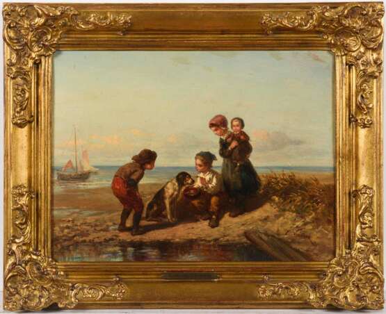 VERVEER, Elchanon Leonardus (1826 Den Haag - 1900 ebd.). Fischerkinder am Strand. - photo 2