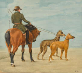 KOBELL, Wilhelm von zugeschrieben (1766 Mannheim - 1853 München). Reiter mit Hunden.