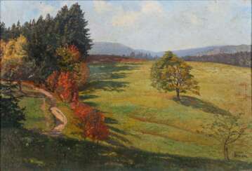 LAUZIL, Cora (1881 Graz - 1945). Sonnige Herbstlandschaft.