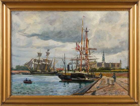 PEDERSEN, Thorolf (1858 Kopenhagen - 1942 Frederiksberg). Segelschiffe vor Schloss Kronborg. - Foto 2