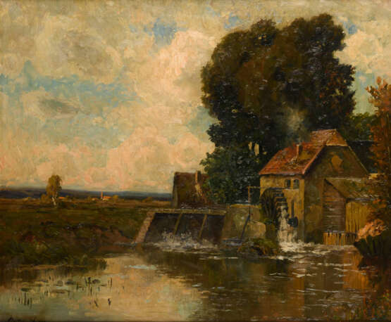 LEU, Oscar (1864 Düsseldorf - 1942 München). Landschaft mit Mühle. - Foto 1